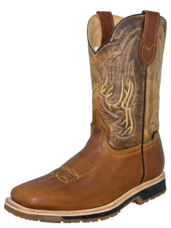 Botas De Trabajo Rodeo De Tubo Pull-On Con Punta De Acero De Piel Genuina Para Hombre 'Establo' - ID: 41972