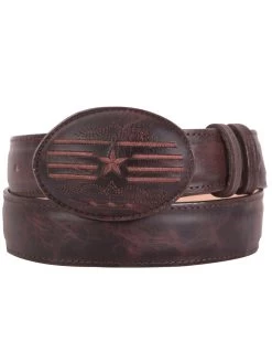 Cinto Vaquero De Piel Genuina Para Hombre Con Hebilla Ovalada, 1 1/2" Ancho 'El General' - ID: 41991