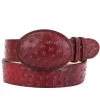 Cinto Vaquero Imitacion De Avestruz Grabado En Piel Vacuno Para Hombre Con Hebilla Ovalada, 1 1/2" Ancho 'El General' - ID: 42006