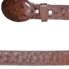 Cinto Vaquero Exotico De Avestruz Original Para Hombre Con Hebilla Ovalada, 1 1/2" Ancho '100 Años' - ID: 42158