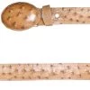 Cinto Vaquero Exotico De Avestruz Original Para Hombre Con Hebilla Ovalada, 1 1/2" Ancho '100 Años' - ID: 42159
