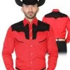 Camisa Vaquera Charra Bordada Manga Larga Rojo Para Hombre 'El Señor De Los Cielos' - ID: 42588