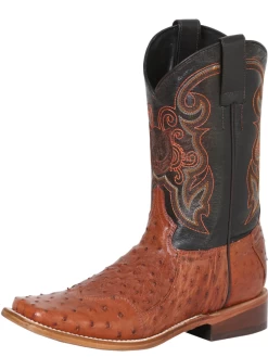 Botas Vaqueras Rodeo Exoticas De Cuello De Avestruz Original Para Hombre '100 Años' - ID: 42718