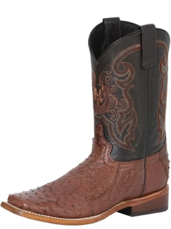 Botas Vaqueras Rodeo Exoticas De Cuello De Avestruz Original Para Hombre '100 Años' - ID: 42798