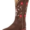 Botas Vaqueras Rodeo Con Tubo Bordado De Flores De Piel Nobuck Para Mujer 'El General' - ID: 42973