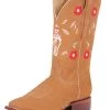 Botas Vaqueras Rodeo Con Tubo Bordado De Flores De Piel Nobuck Para Mujer 'El General' - ID: 42975