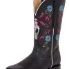 Botas Vaqueras Rodeo Con Tubo Bordado De Flores De Piel Genuina Para Mujer 'El General' - ID: 42976