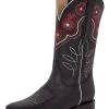Botas Vaqueras Rodeo Con Tubo Bordado De Flores De Piel Genuina Para Mujer 'El General' - ID: 42977