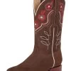 Botas Vaqueras Rodeo Con Tubo Bordado De Flores De Piel Nobuck Para Mujer 'El General' - ID: 42980