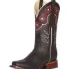 Botas Vaqueras Rodeo Con Tubo Bordado De Flores De Piel Genuina Para Mujer 'El General' - ID: 42981