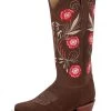 Botas Vaqueras Rodeo Con Tubo Bordado De Flores De Piel Nobuck Para Mujer 'El General' - ID: 42984