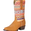 Botas Vaqueras Rodeo Con Tubo Multicolor Print De Piel Nobuck Para Mujer 'El General' - ID: 42987