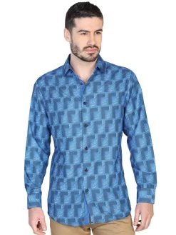 Camisa Casual Manga Larga Estampada Azul Rey Para Hombre 'El Señor De Los Cielos' - ID: 43019