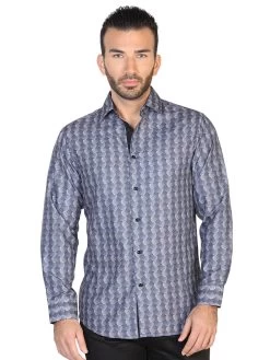 Camisa Casual Manga Larga Estampada Negro/Negro Para Hombre 'El Señor De Los Cielos' - ID: 43021