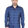 Camisa Casual Manga Larga Estampada Azul/Negro Para Hombre 'El Señor De Los Cielos' - ID: 43022
