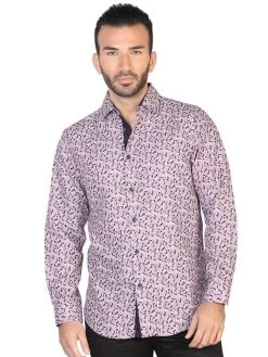 Camisa Casual Manga Larga Estampada Morado Para Hombre 'El Señor De Los Cielos' - ID: 43054