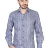 Camisa Casual Manga Larga Estampada Azul Para Hombre 'El Señor De Los Cielos' - ID: 43068