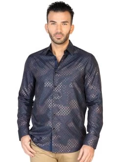 Camisa Casual Manga Larga Estampada Carbon Para Hombre 'El General' - ID: 43116