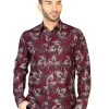 Camisa Casual Manga Larga Estampada Hojas Vino Para Hombre 'El General' - ID: 43128