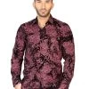 Camisa Casual Manga Larga Estampada Vino Para Hombre 'El General' - ID: 43133