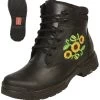 Botines Casuales Con Agujetas Bordado De Girasoles De Piel Genuina Para Mujer/Joven 'El General' - ID: 43346