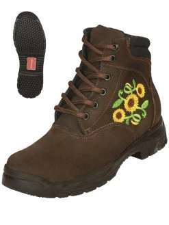 Botines Casuales Con Agujetas Bordado De Girasoles De Piel Nobuck Para Mujer/Joven 'El General' - ID: 43347