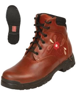 Botines Casuales Con Agujetas Bordado De Flor De Piel Genuina Para Mujer/Joven 'El General' - ID: 43348