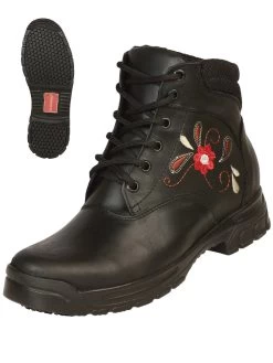 Botines Casuales Con Agujetas Bordado De Flor De Piel Genuina Para Mujer/Joven 'El General' - ID: 43349