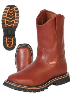 Botas De Trabajo De Tubo Pull-On Con Punta Suave De Piel Genuina Para Hombre 'El General' - ID: 43369