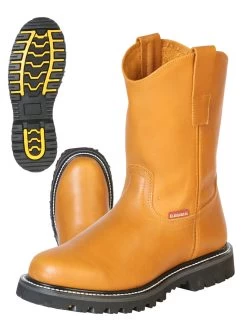 Botas De Trabajo De Tubo Pull-On Con Punta Suave De Piel Genuina Para Hombre 'El General' - ID: 43373