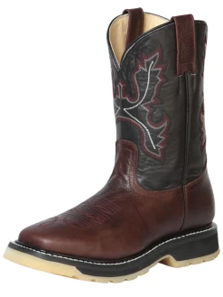 Botas De Trabajo De Tubo Pull-On Con Punta Suave De Piel Genuina Para Hombre 'El General' - ID: 43377