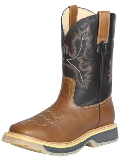 Botas De Trabajo De Tubo Pull-On Con Punta Suave De Piel Genuina Para Hombre 'El General' - ID: 43379