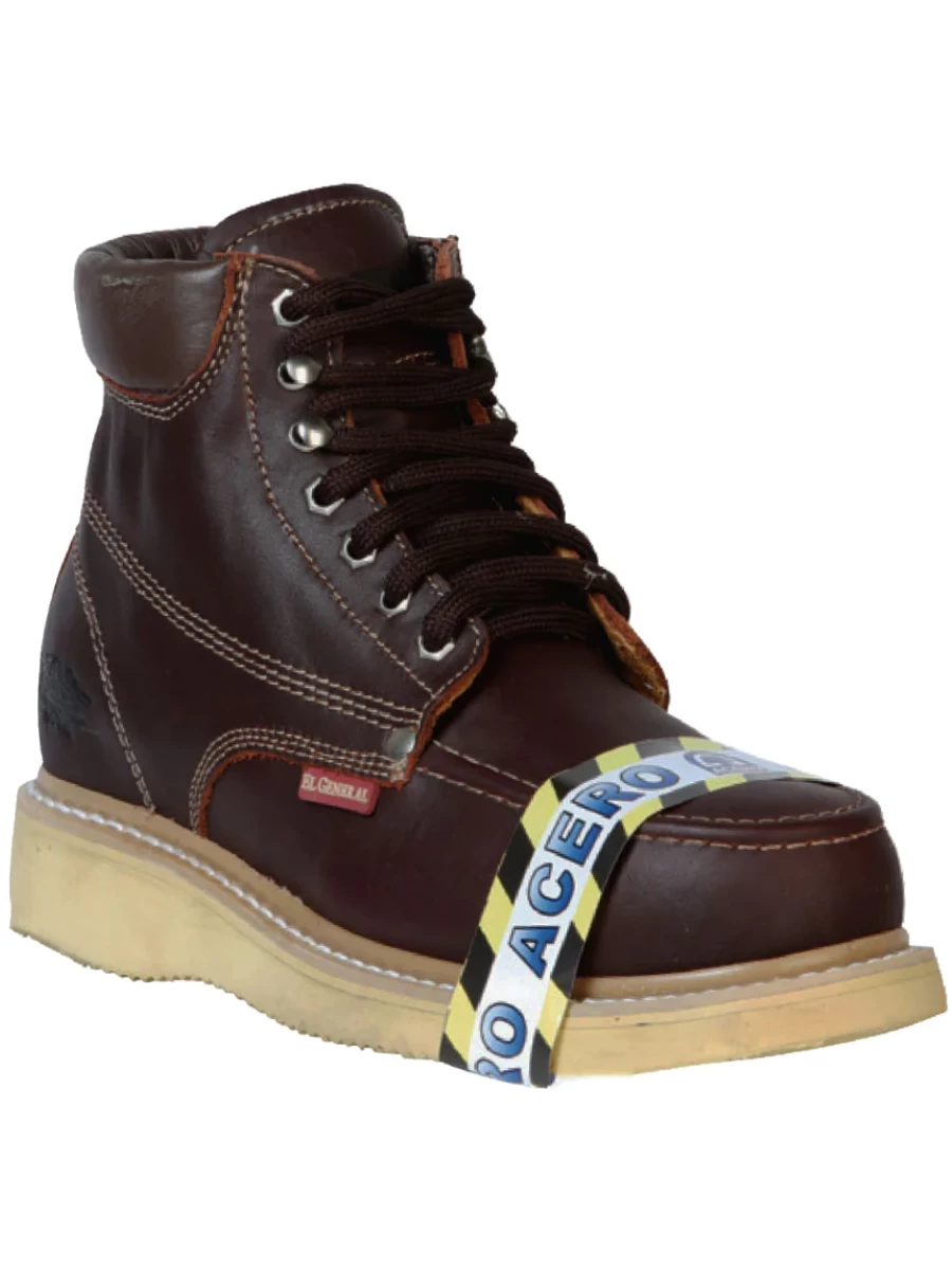 Botines De Trabajo De Agujetas Con Punta De Acero De Piel Genuina Para Hombre 'El General' - ID: 43416 - Imagen 2