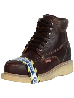 Botines De Trabajo De Agujetas Con Punta De Acero De Piel Genuina Para Hombre 'El General' - ID: 43416