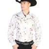Camisa Vaquera Manga Larga Estampada Blanco Para Hombre 'El Señor De Los Cielos' - ID: 43876