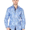 Camisa Casual Manga Larga Estampada Azul Para Hombre 'El Señor De Los Cielos' - ID: 44004