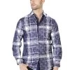 Camisa Casual Manga Larga Estampada Azul/Blanco Para Hombre 'El Señor De Los Cielos' - ID: 44007