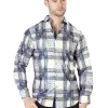 Camisa Casual Manga Larga Estampada Negro/Azul Para Hombre 'El Señor De Los Cielos' - ID: 44009