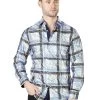 Camisa Casual Manga Larga Estampada Azul/Amarillo Para Hombre 'El Señor De Los Cielos' - ID: 44010