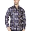 Camisa Casual Manga Larga Estampada Marino/Oro Para Hombre 'El Señor De Los Cielos' - ID: 44014