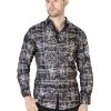 Camisa Casual Manga Larga Estampada Negro/Oro Para Hombre 'El Señor De Los Cielos' - ID: 44019