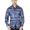 Camisa Casual Manga Larga Estampada Azul/Oro Para Hombre 'El Señor De Los Cielos' - ID: 44020