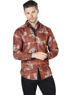 Camisa Casual Manga Larga Estampada Negro/Plata Para Hombre 'El Señor De Los Cielos' - ID: 44025