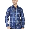 Camisa Casual Manga Larga Estampada Marino/Plata Para Hombre 'El Señor De Los Cielos' - ID: 44026