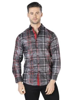 Camisa Casual Manga Larga Estampada Negro/Blanco Para Hombre 'El Señor De Los Cielos' - ID: 44028