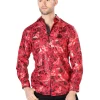 Camisa Casual Manga Larga Estampada Rojo/Oro Para Hombre 'El Señor De Los Cielos' - ID: 44031