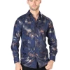 Camisa Casual Manga Larga Estampada Oro/Negro Para Hombre 'El Señor De Los Cielos' - ID: 44036