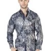 Camisa Casual Manga Larga Estampada Marino/Oro Para Hombre 'El Señor De Los Cielos' - ID: 44038