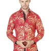 Camisa Casual Manga Larga Estampada Oro/Rojo Para Hombre 'El Señor De Los Cielos' - ID: 44040