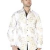 Camisa Casual Manga Larga Estampada Oro/Blanco Hueso Para Hombre 'El Señor De Los Cielos' - ID: 44041